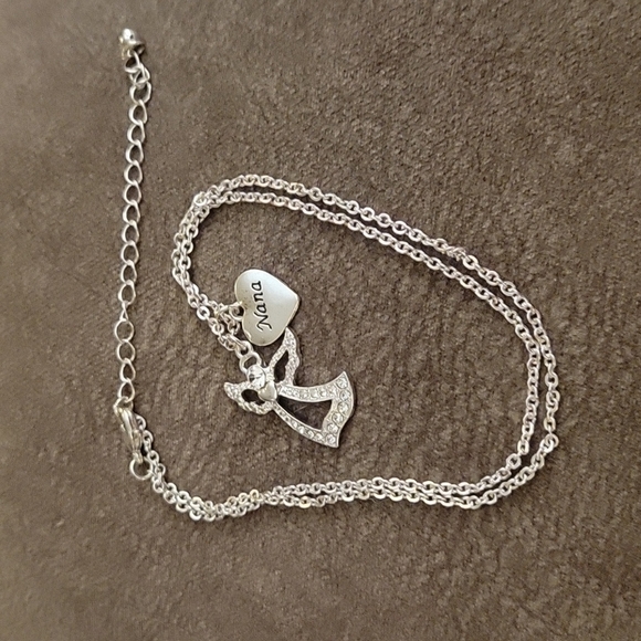 3/$20 Silvertone Memorial Angel Nana Heart Charm Pendant Chain Necklace - Picture 2 of 7